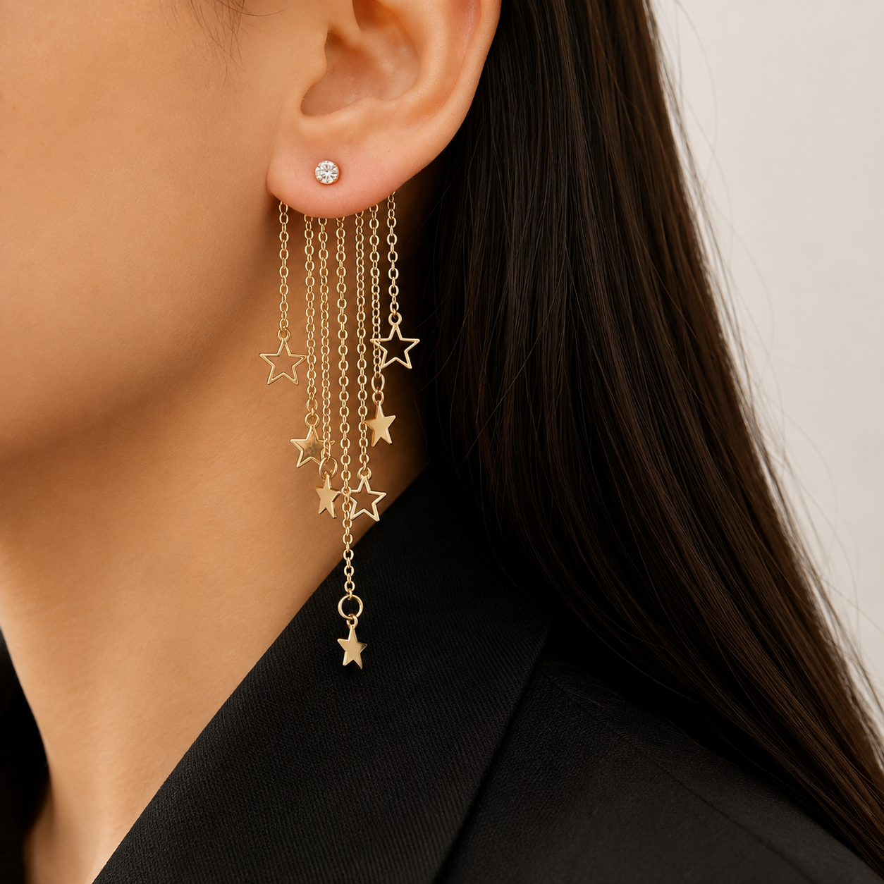 Valerie – Pendientes colgantes de estrella con flecos