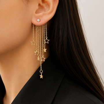 Valerie – Pendientes colgantes de estrella con flecos