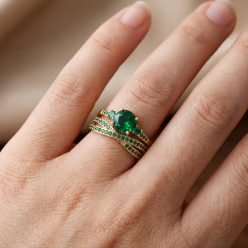Ivy – Conjunto de anillos con detalles verdes