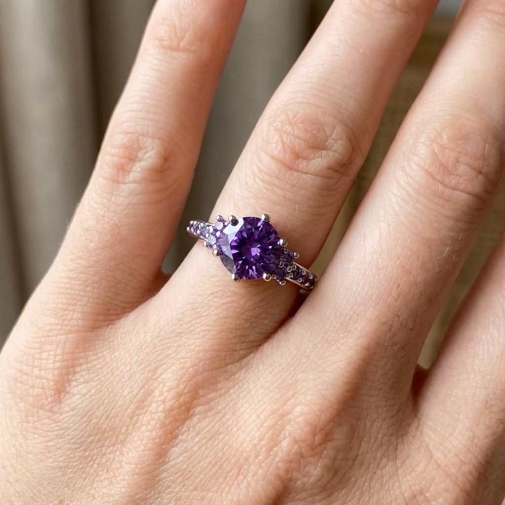 Coralie – Anillo de amatista violeta