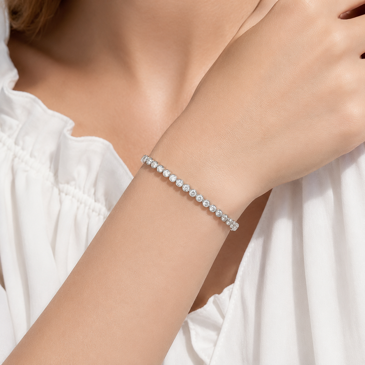 Elise – Pulsera de burbujas de plata y diamantes