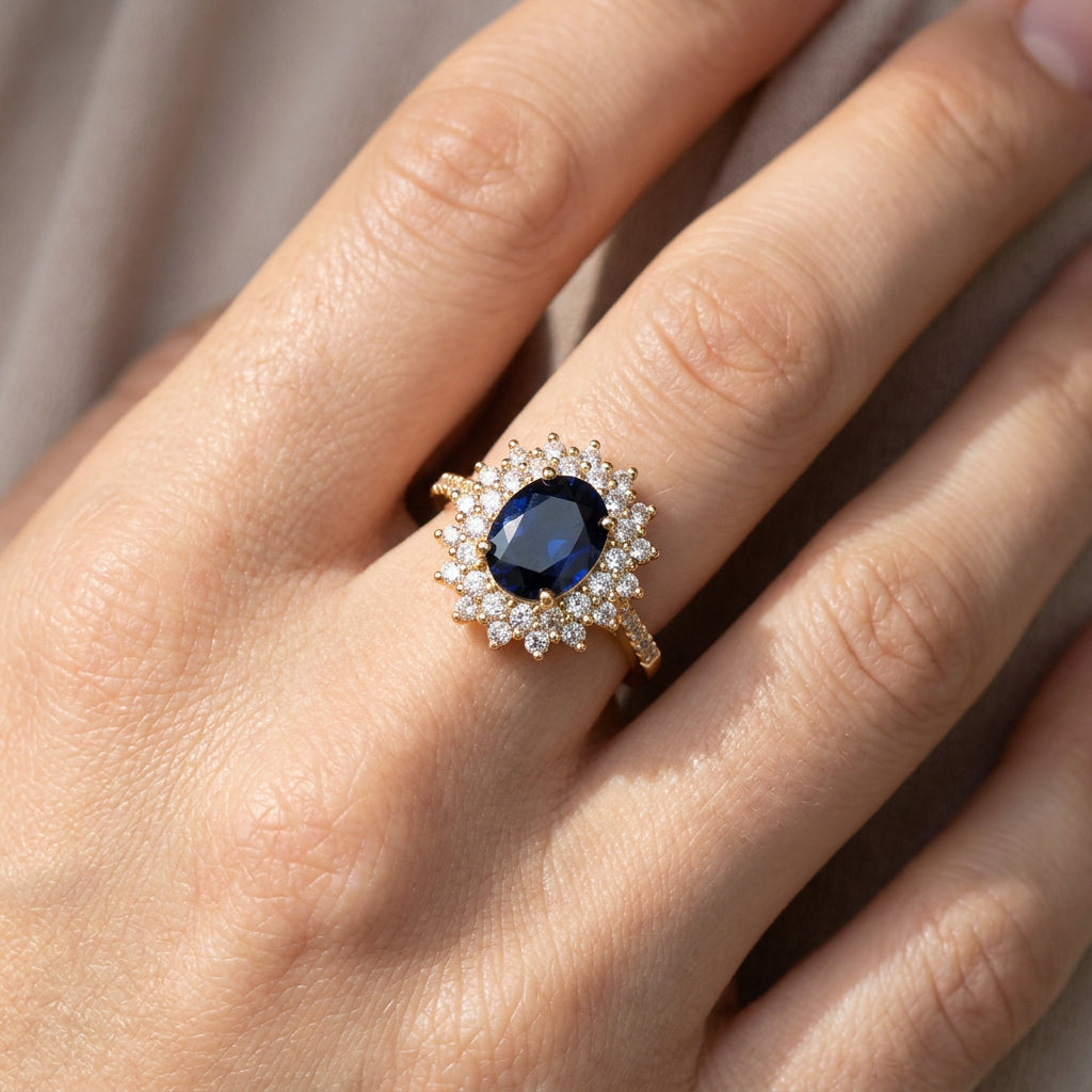 Delphine – Anillo Chic dorado con piedra azul