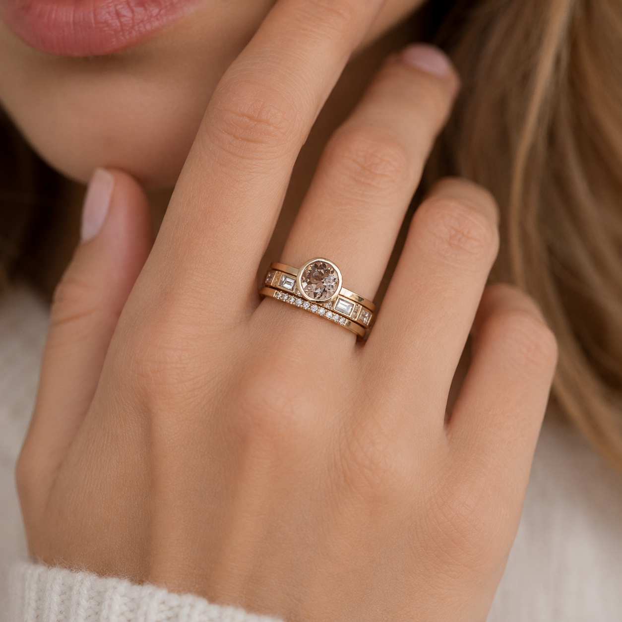 Soline – Anillo con cristal engastado en oro