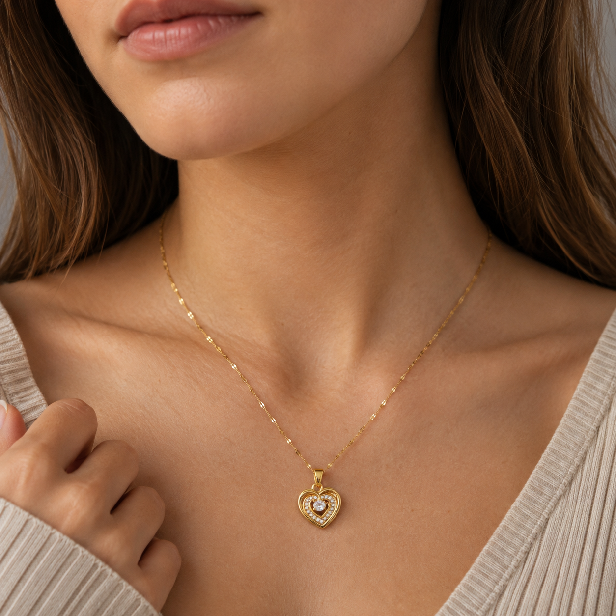 Colgante Corazón de Amor - Collar Doble Capa