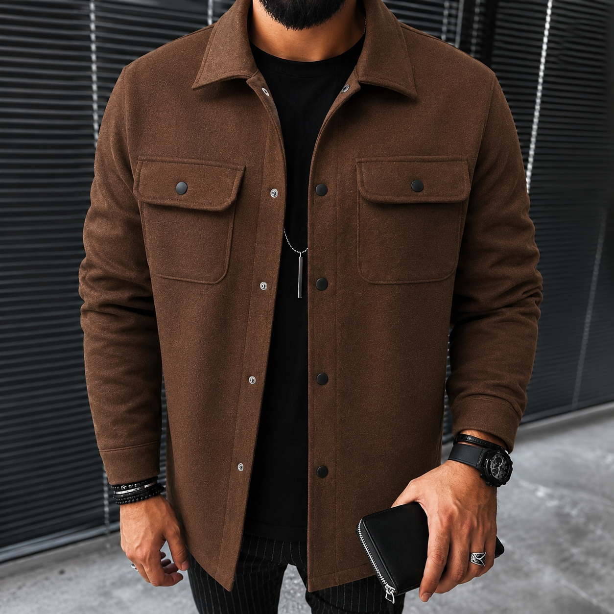 Finn - Sobrecamisa casual para hombre con botones