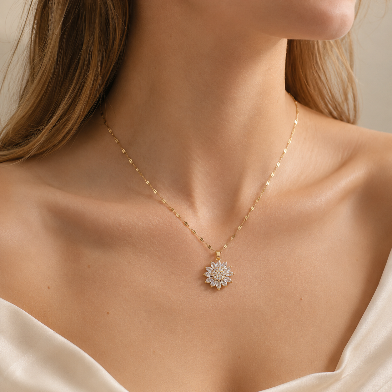 Anaya – Collar de girasoles brillantes con picos