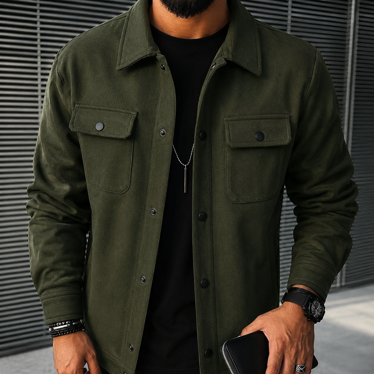 Finn - Sobrecamisa casual para hombre con botones