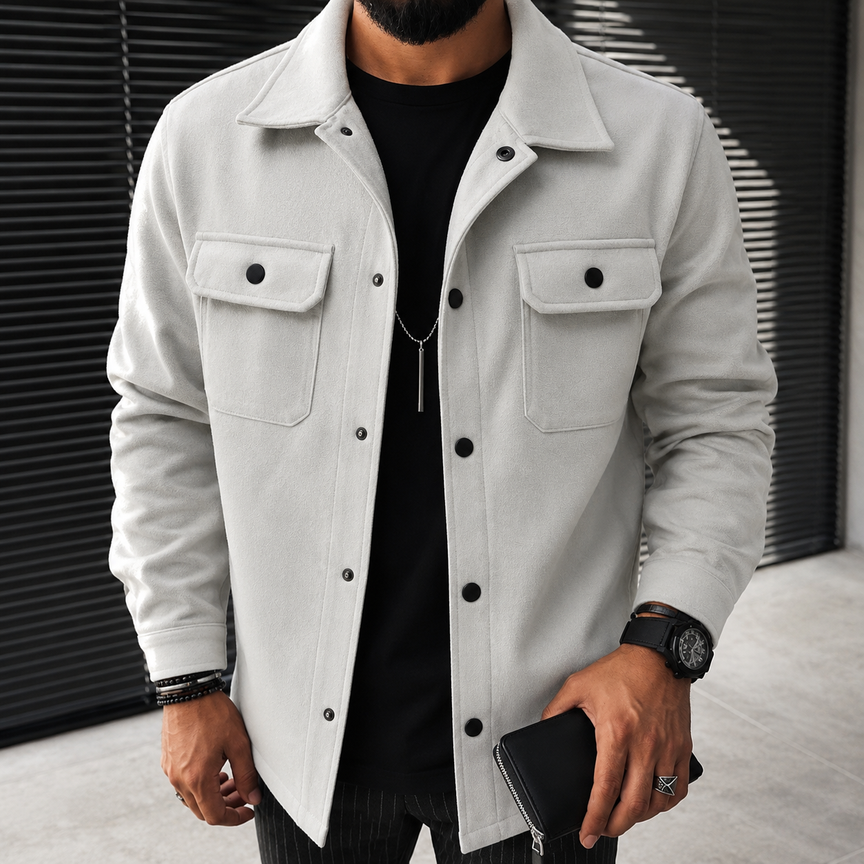 Finn - Sobrecamisa casual para hombre con botones