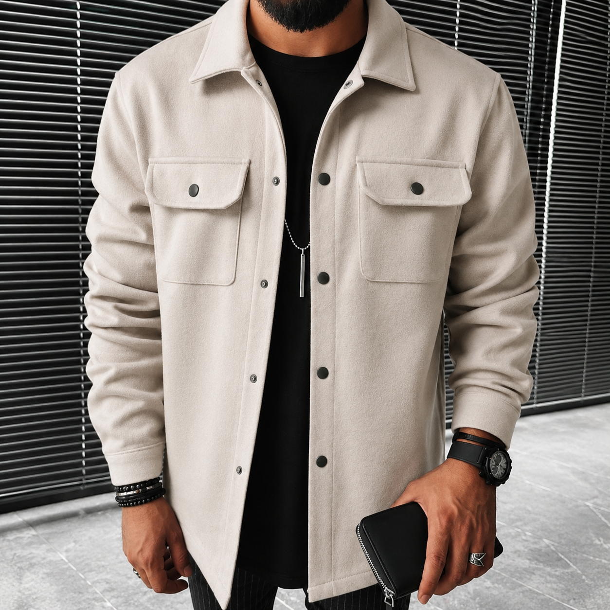 Finn - Sobrecamisa casual para hombre con botones