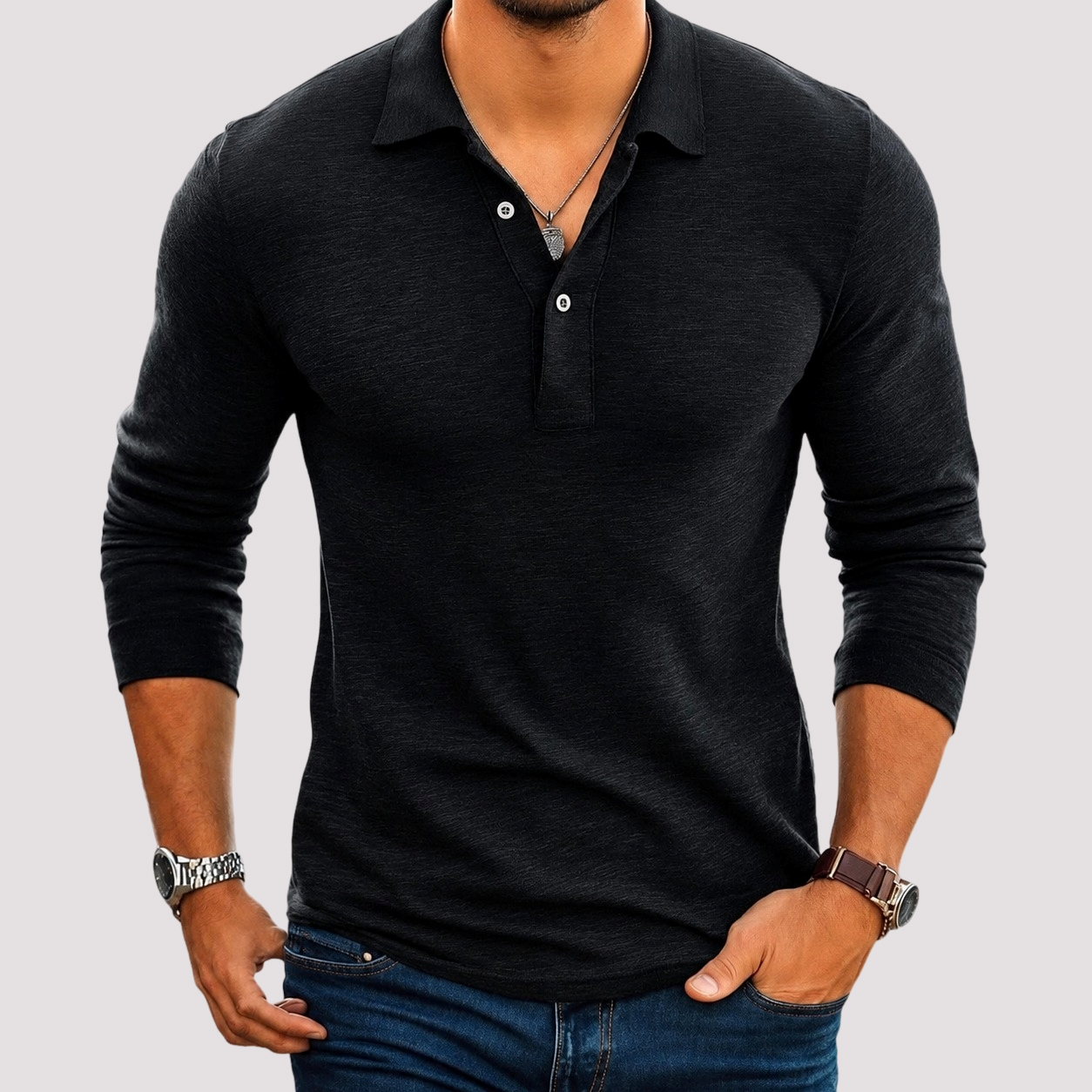 Jack - Polo Casual de Manga Larga