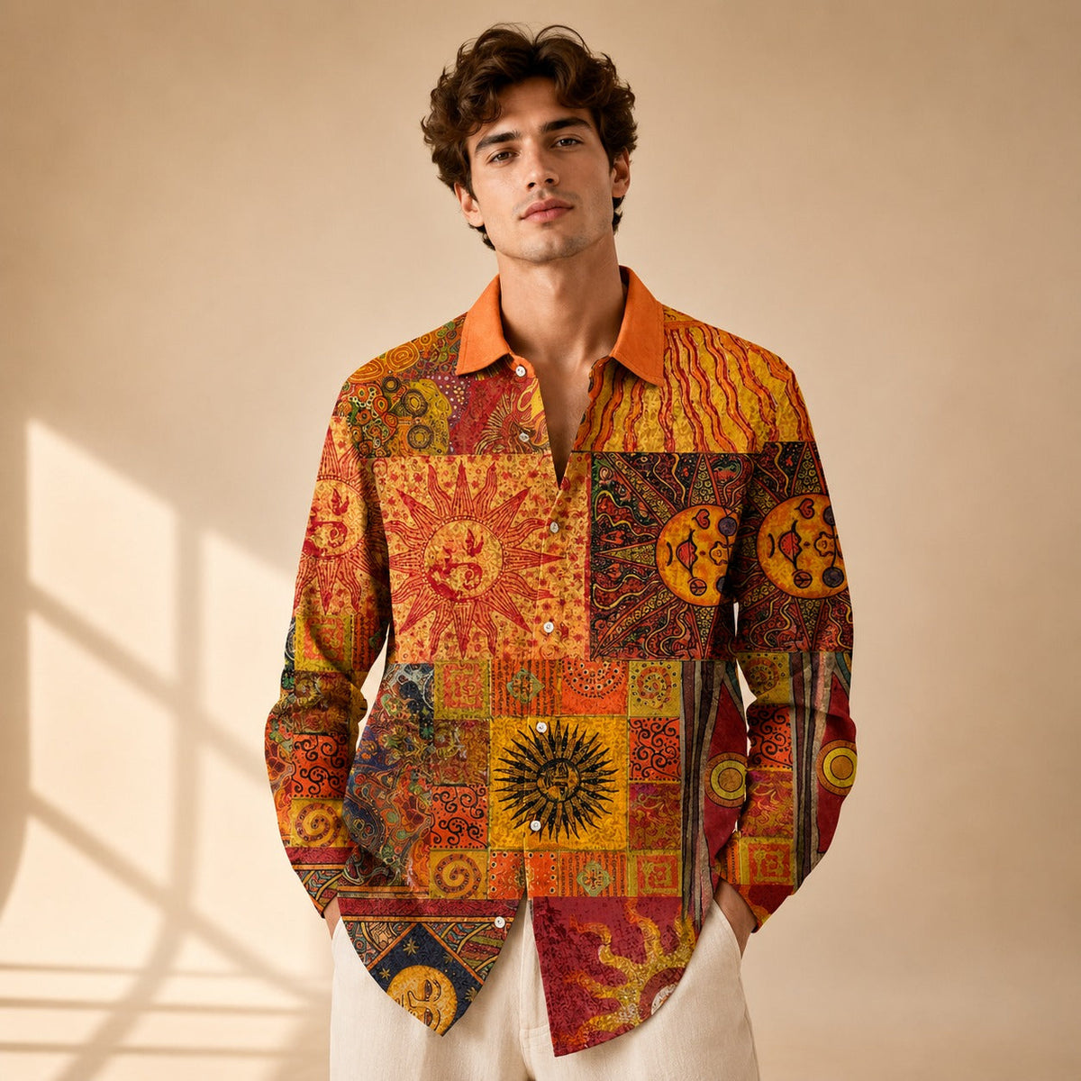 Neil - Camisa Artística de Manga Larga Impresa