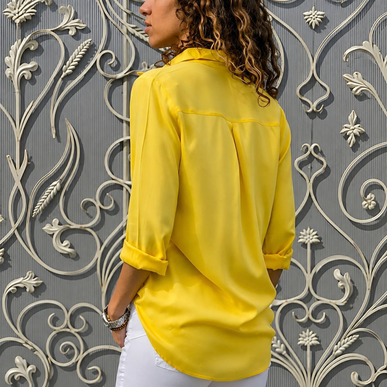 Aiah - Blusa casual con escote en V