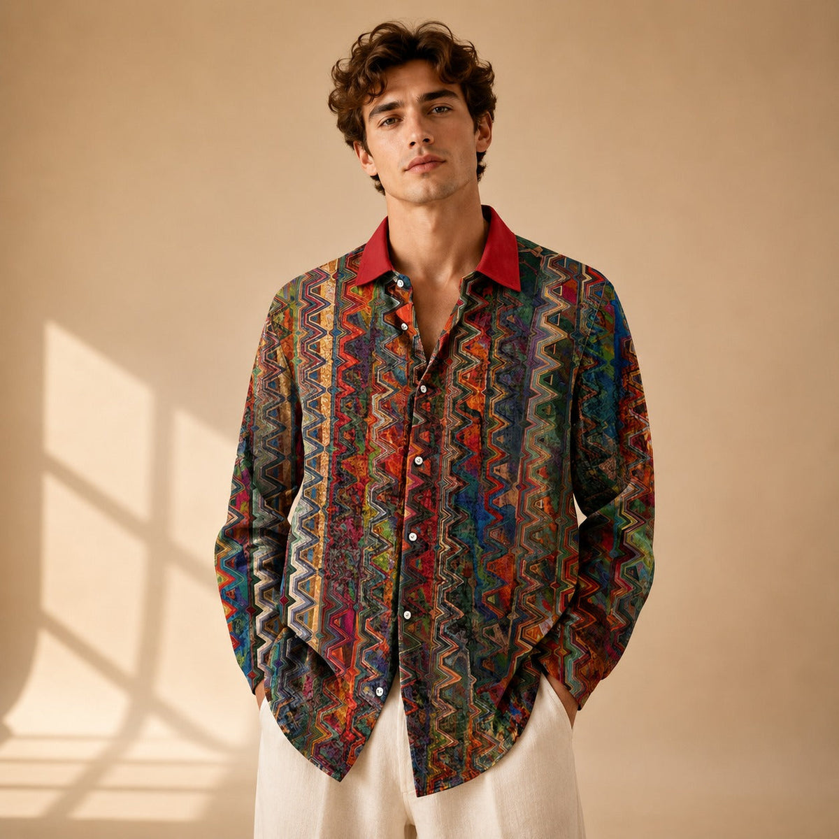 Neil - Camisa Artística de Manga Larga Impresa