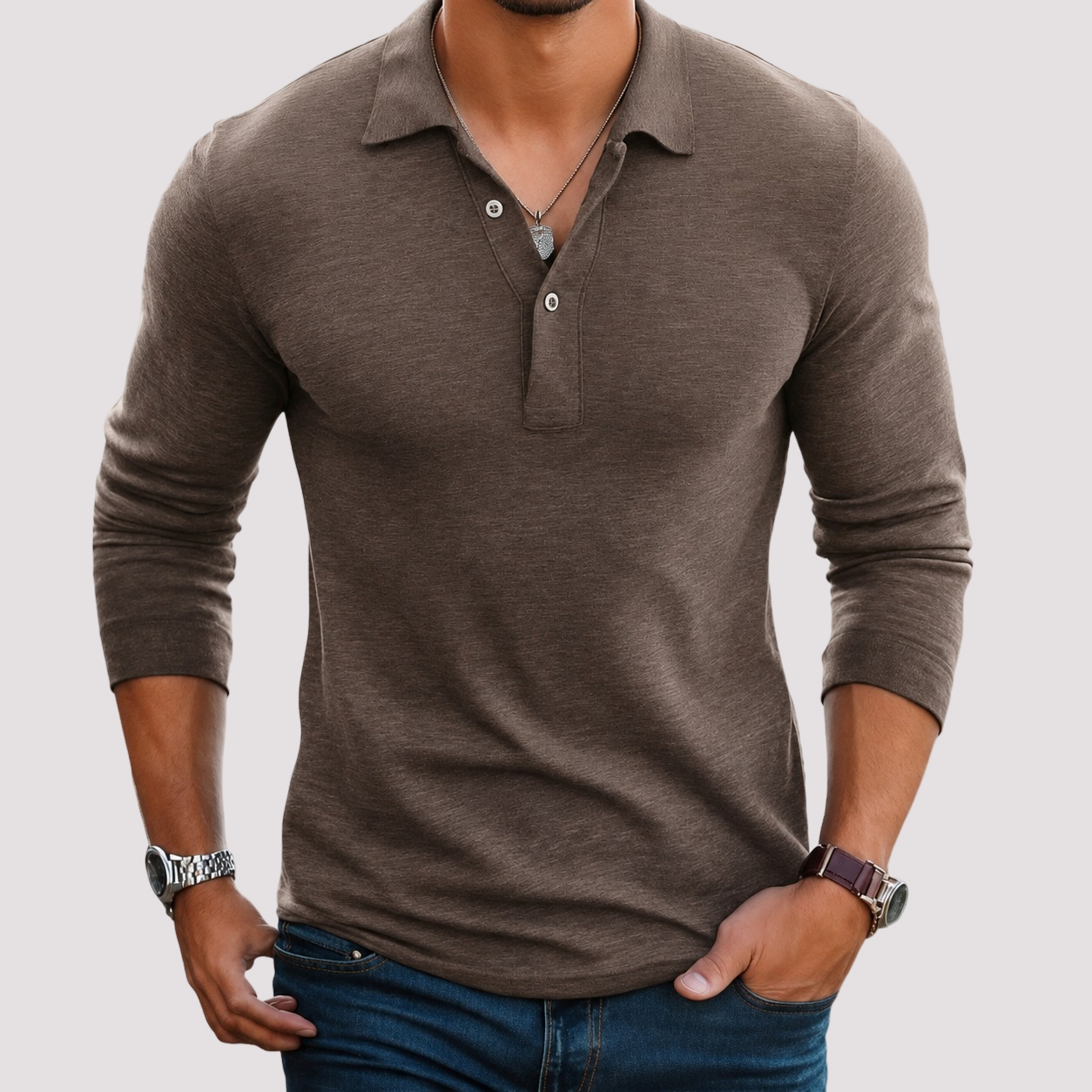 Jack - Polo Casual de Manga Larga