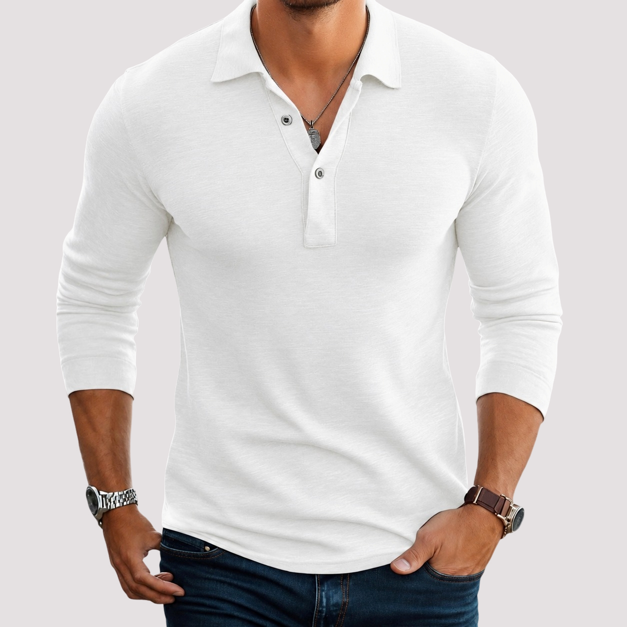 Jack - Polo Casual de Manga Larga