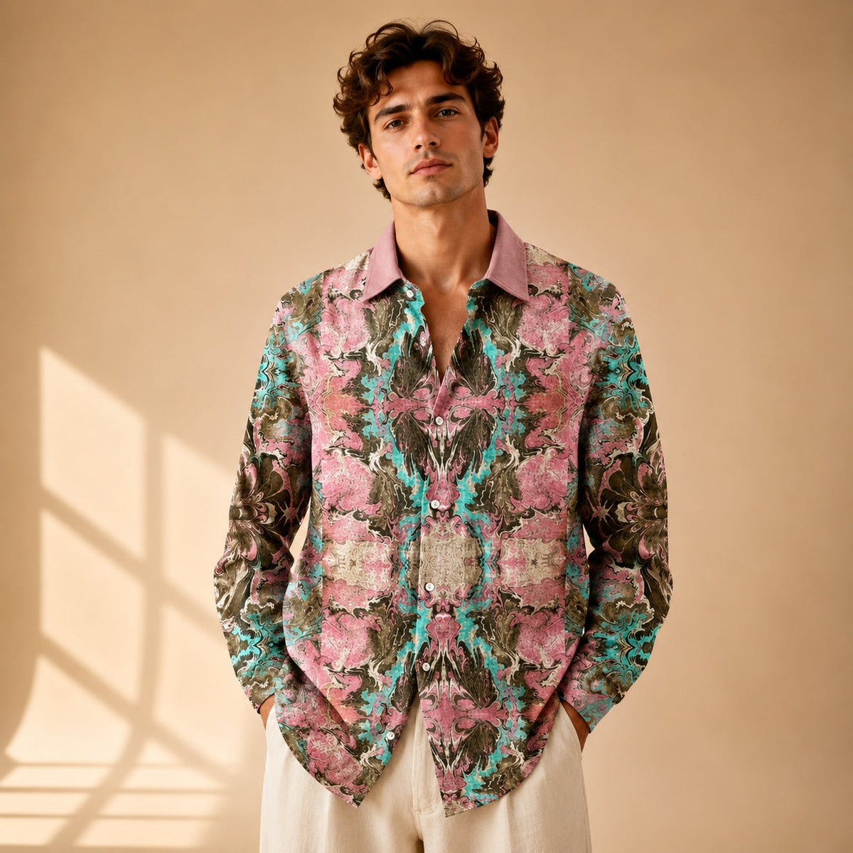 Neil - Camisa Artística de Manga Larga Impresa