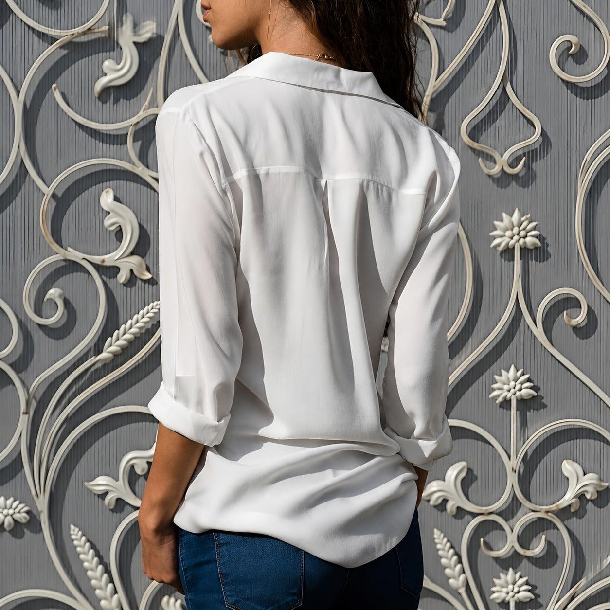 Aiah - Blusa casual con escote en V