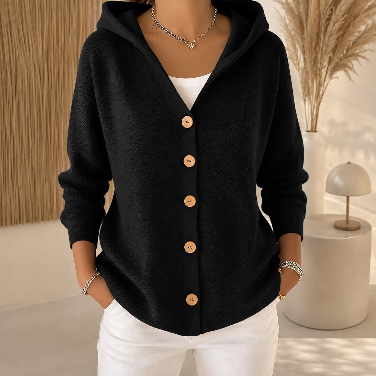 Ryanne - Chaqueta de manga larga con capucha para mujeres