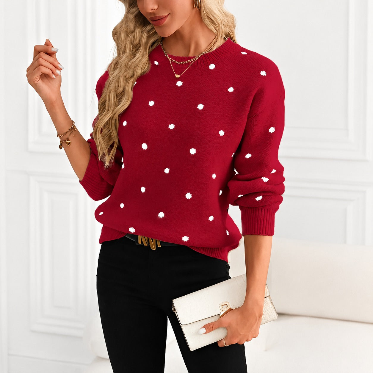 Karly - Suéter de mujer con estampado de lunares