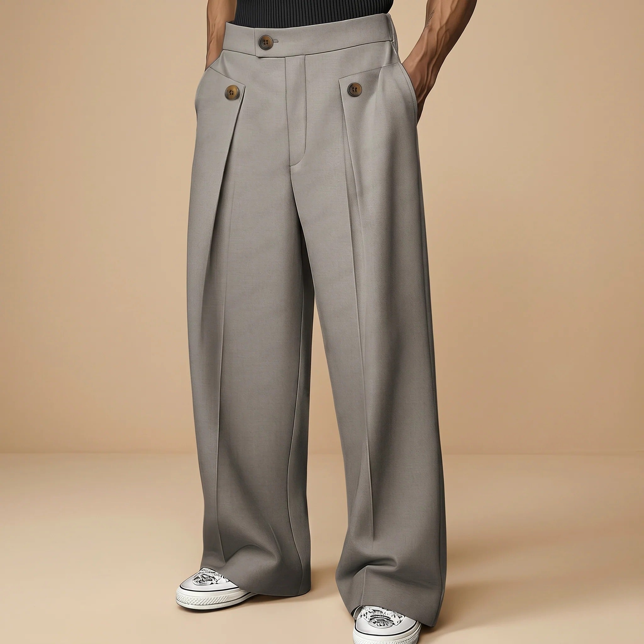 John - Pantalones Holgados y Estilosos de Cintura Alta