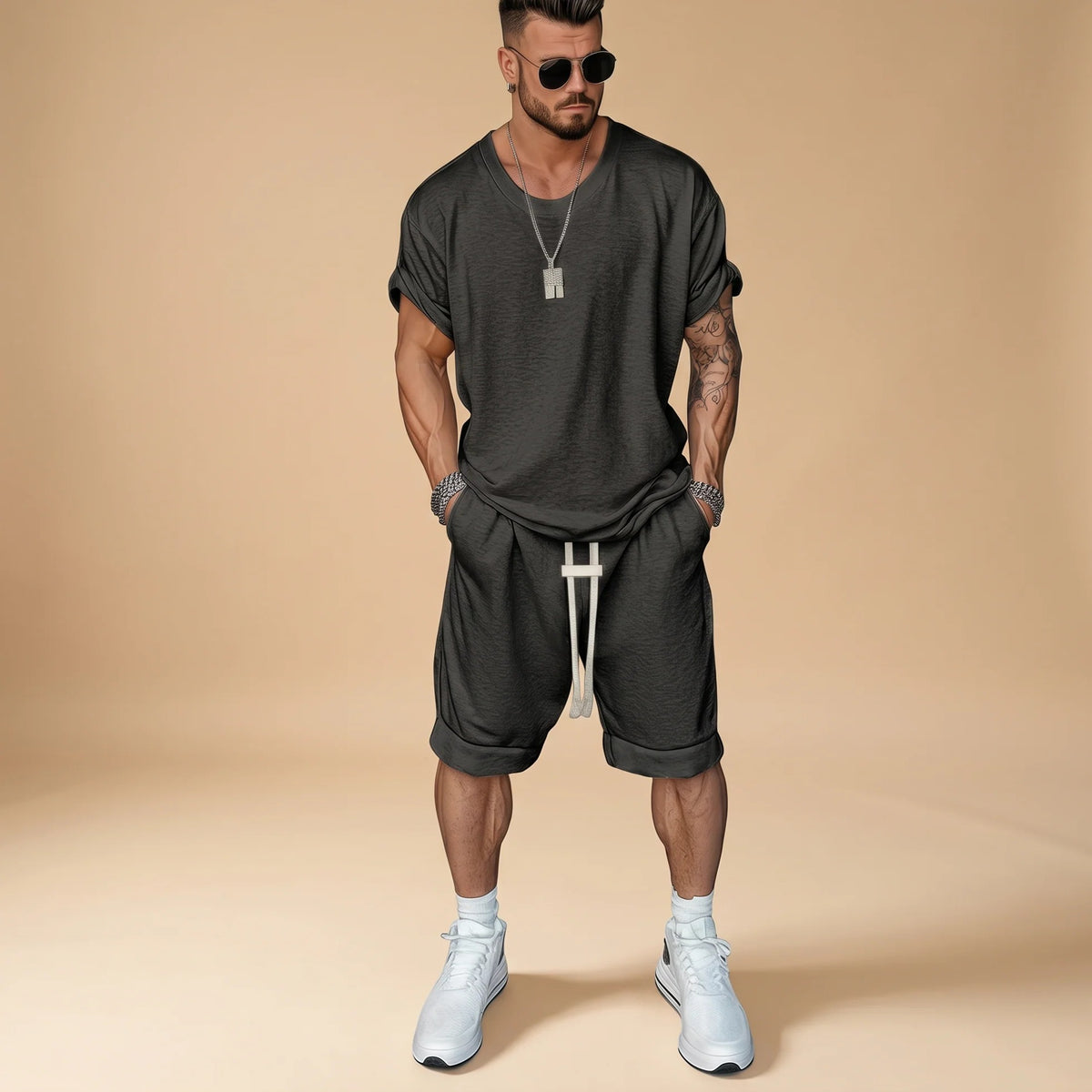 Alan - Conjunto de Camisa y Pantalones Cortos Relajados