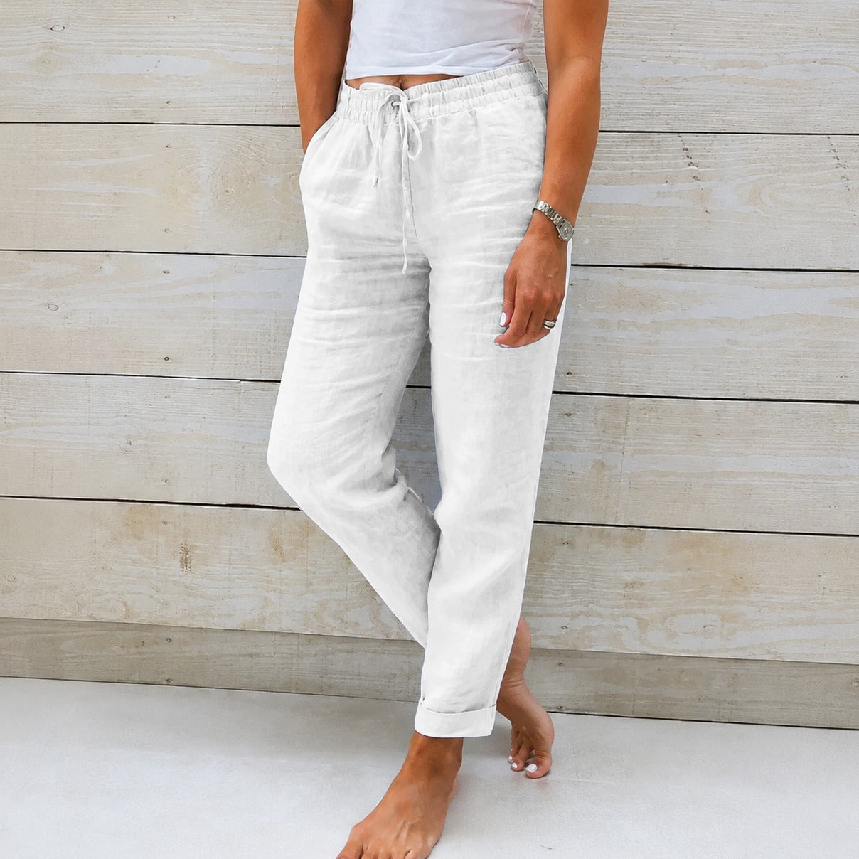 Dyan - Pantalones casuales con cordón para mujeres