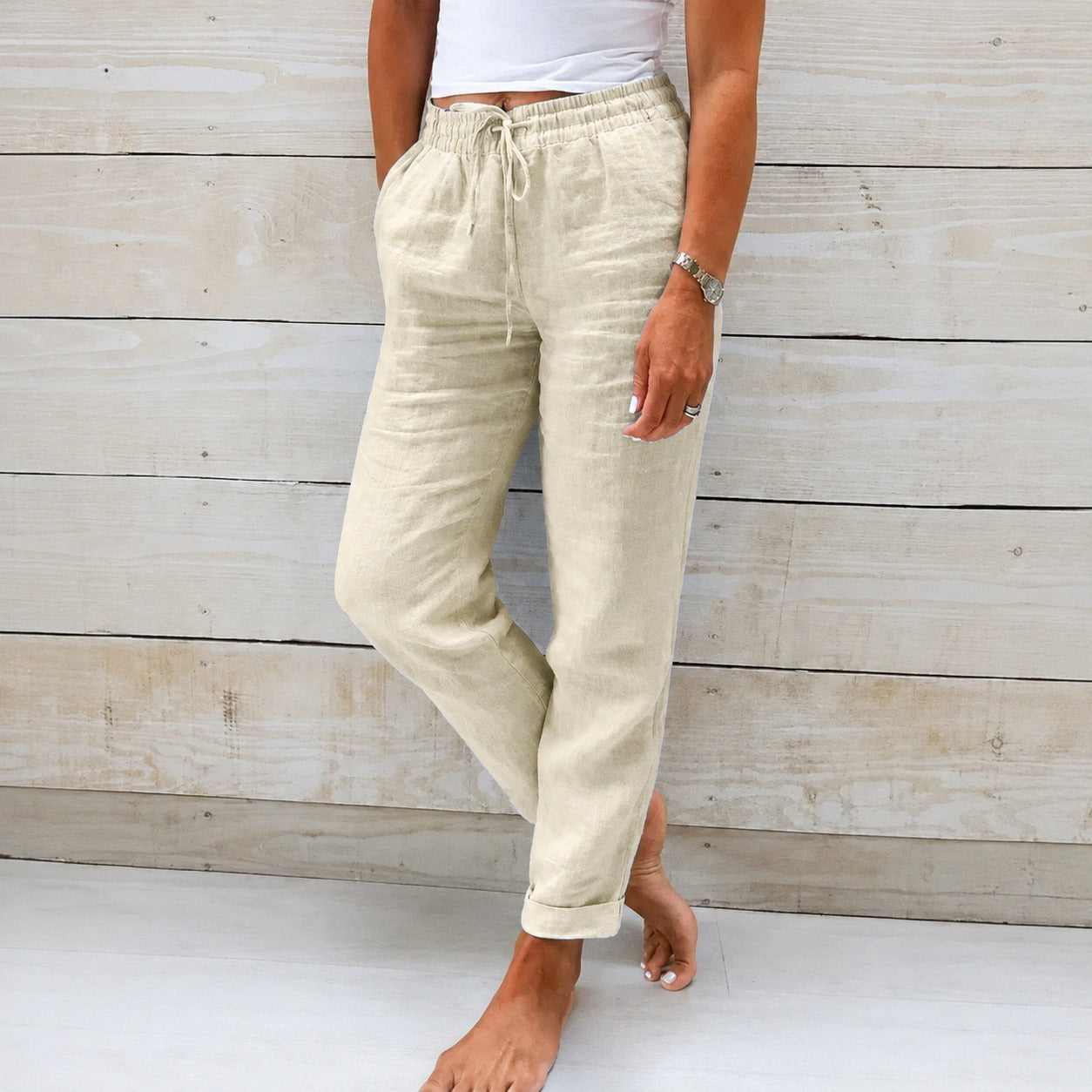 Dyan - Pantalones casuales con cordón para mujeres