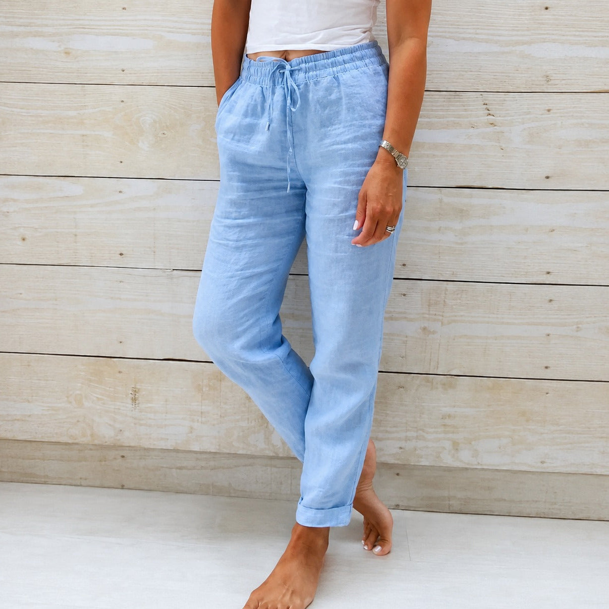 Dyan - Pantalones casuales con cordón para mujeres