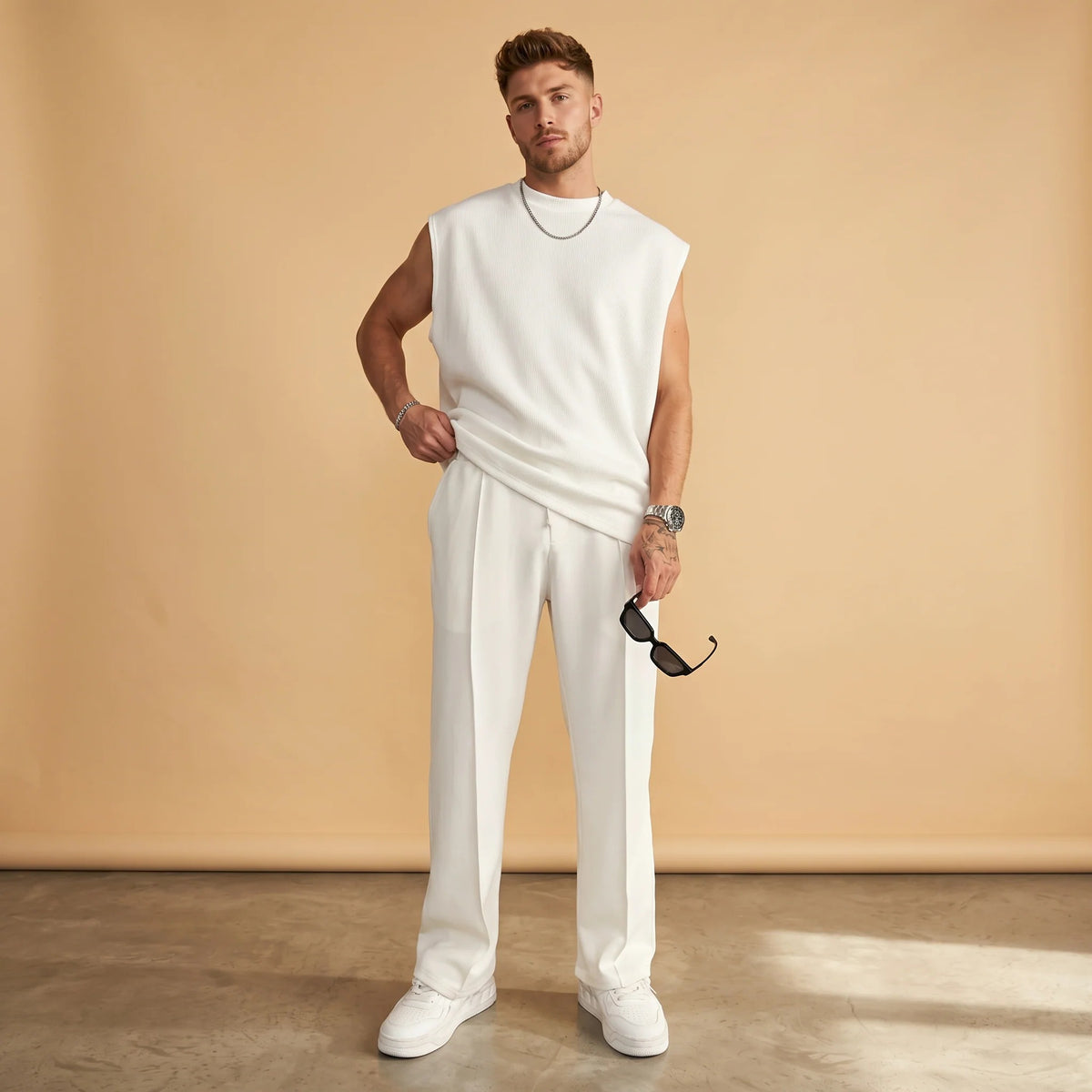Kody - Conjunto de Camiseta Sin Mangas Minimalista y Pantalones