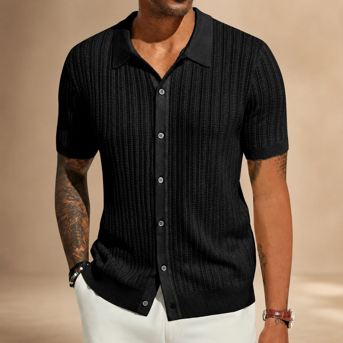 Steven - Camisa Casual Transpirable con Huecos