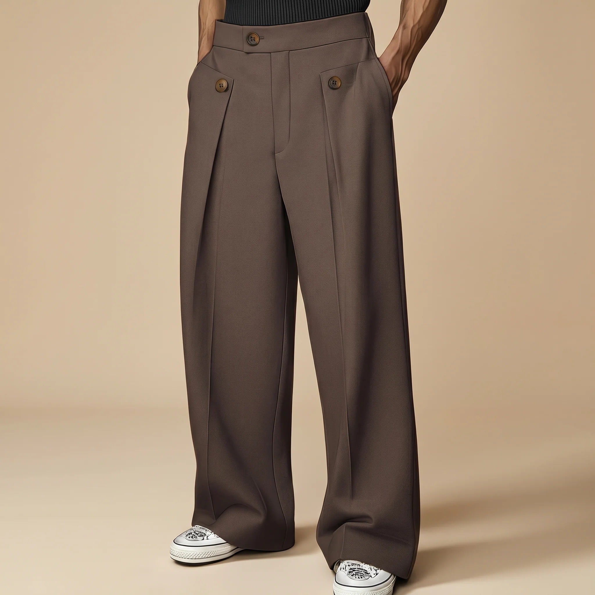 John - Pantalones Holgados y Estilosos de Cintura Alta