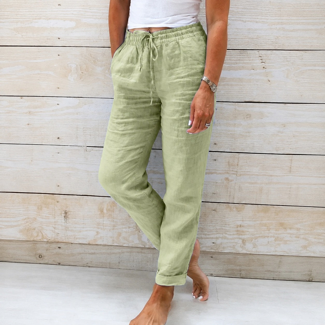 Dyan - Pantalones casuales con cordón para mujeres