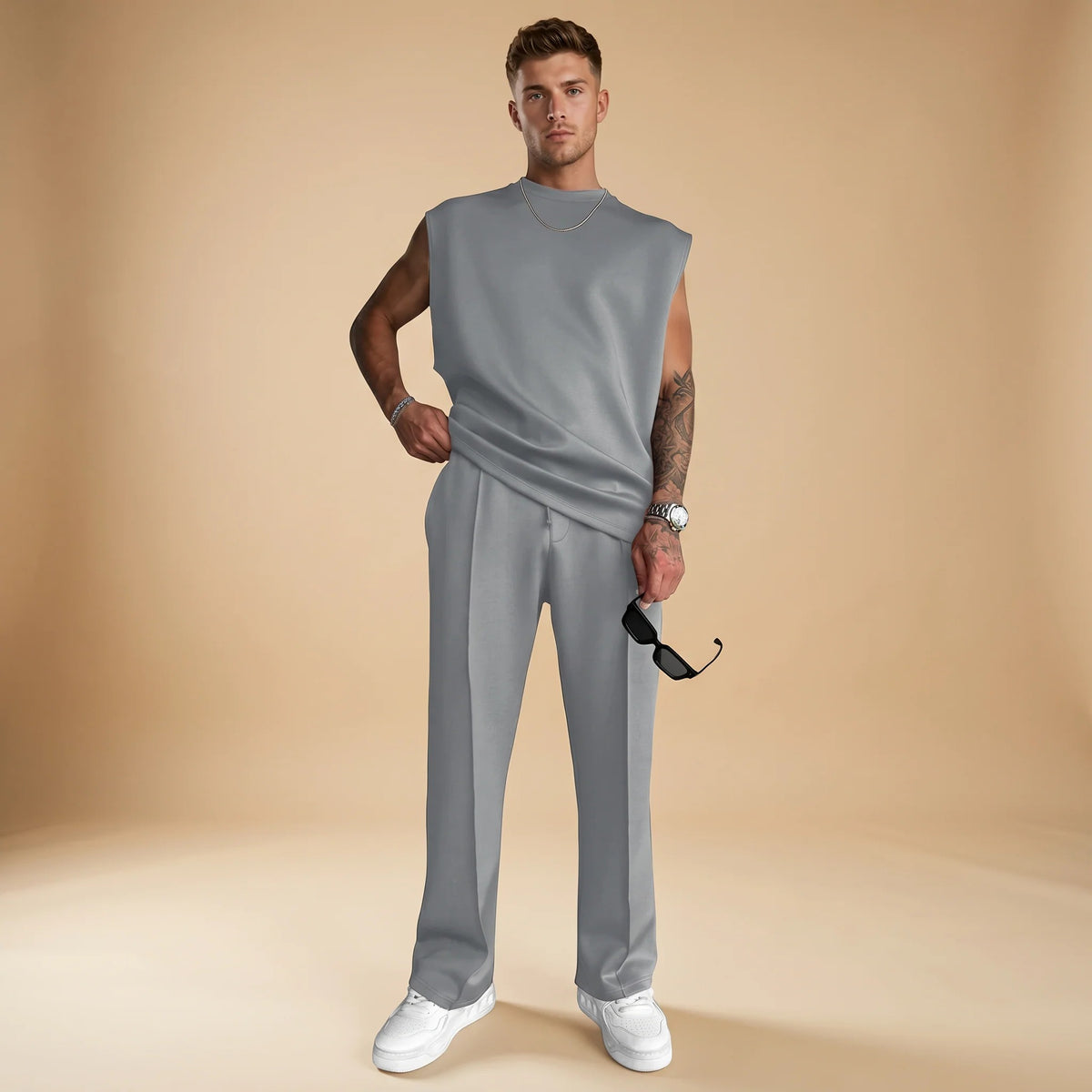 Kody - Conjunto de Camiseta Sin Mangas Minimalista y Pantalones