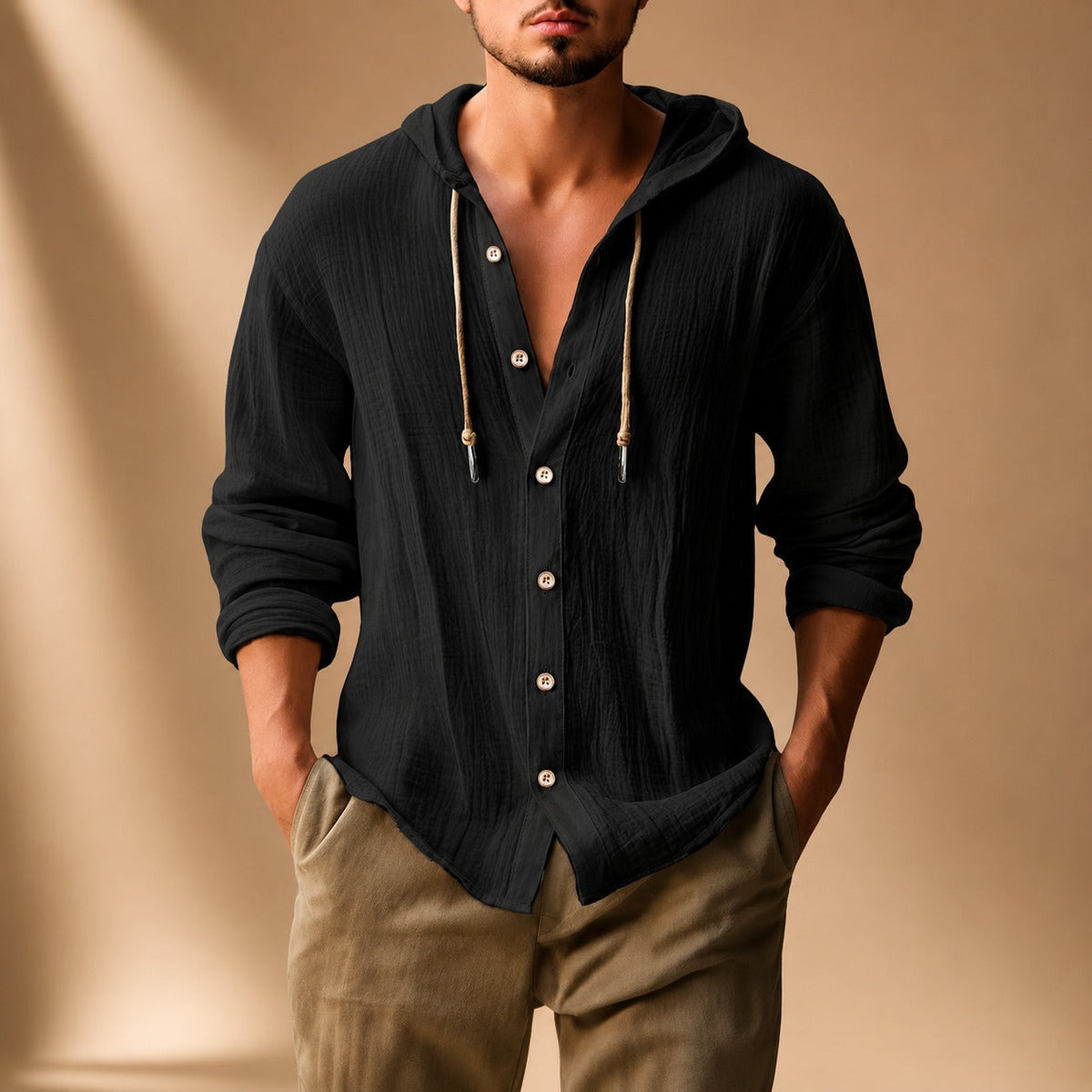 Kayne - Camisa Cómoda con Capucha de Manga Larga