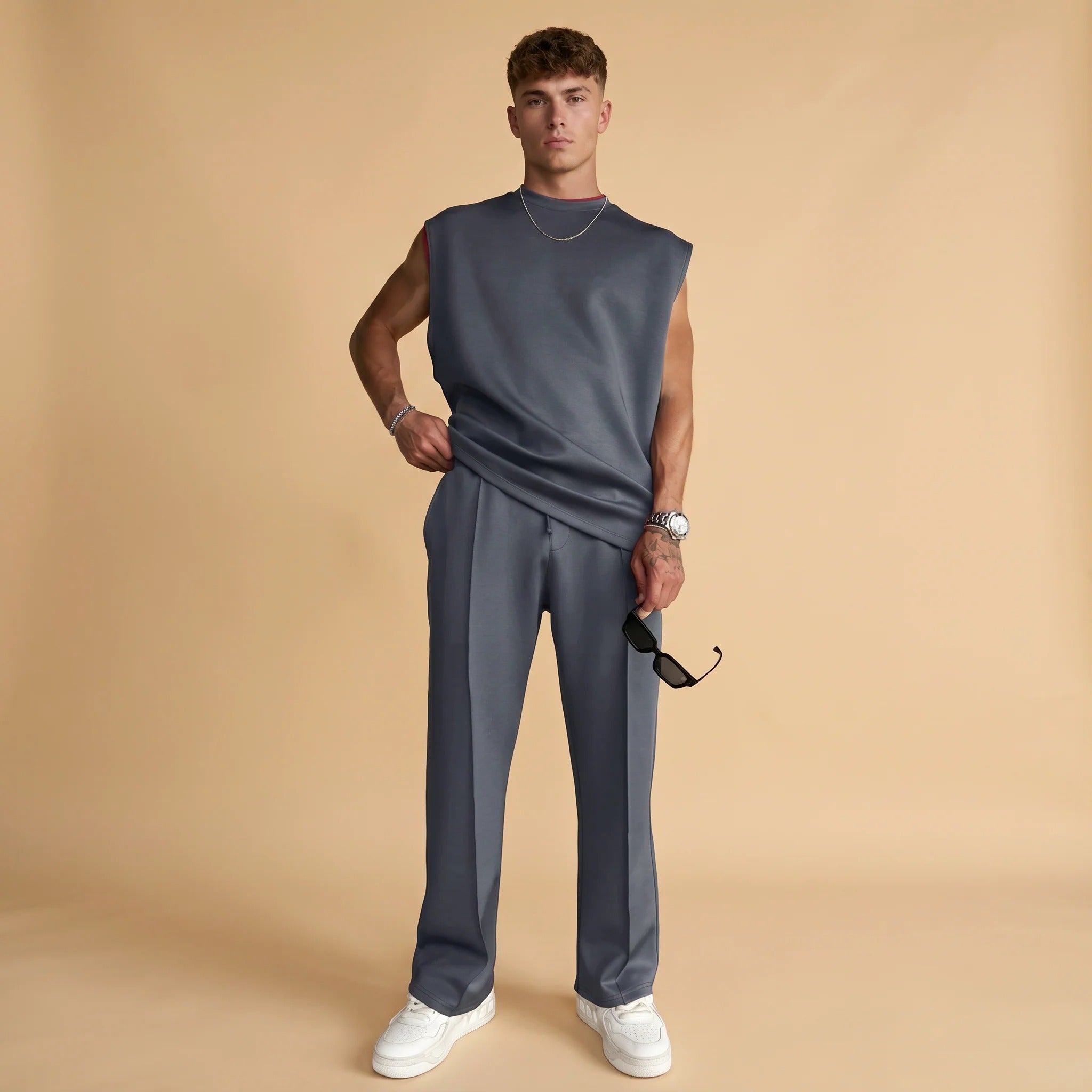 Kody - Conjunto de Camiseta Sin Mangas Minimalista y Pantalones