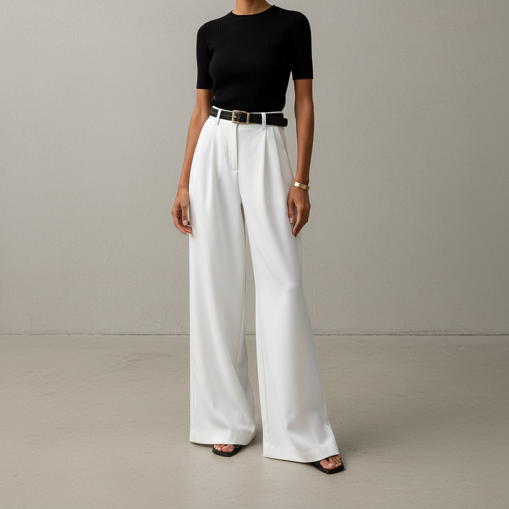 Marlene - Pantalones de pierna ancha sin cinturón