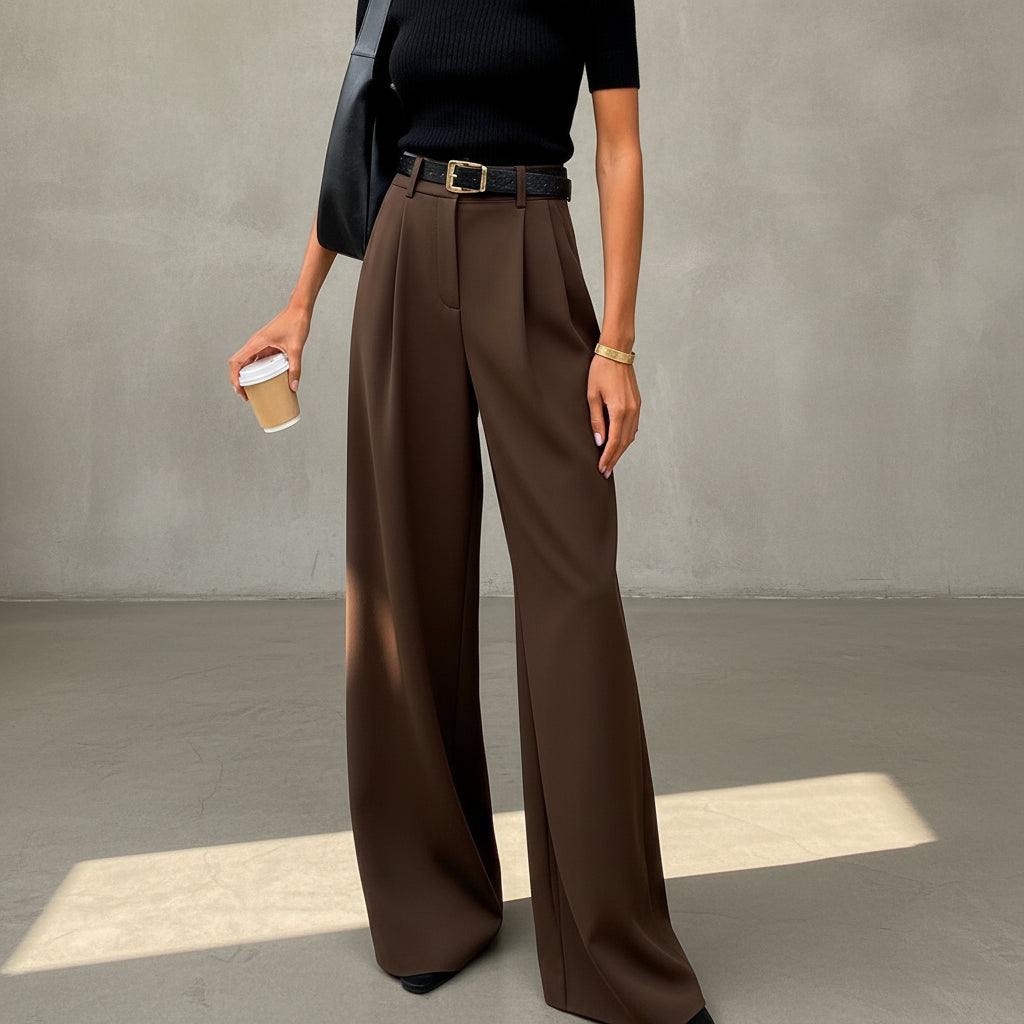 Marlene - Pantalones de pierna ancha sin cinturón