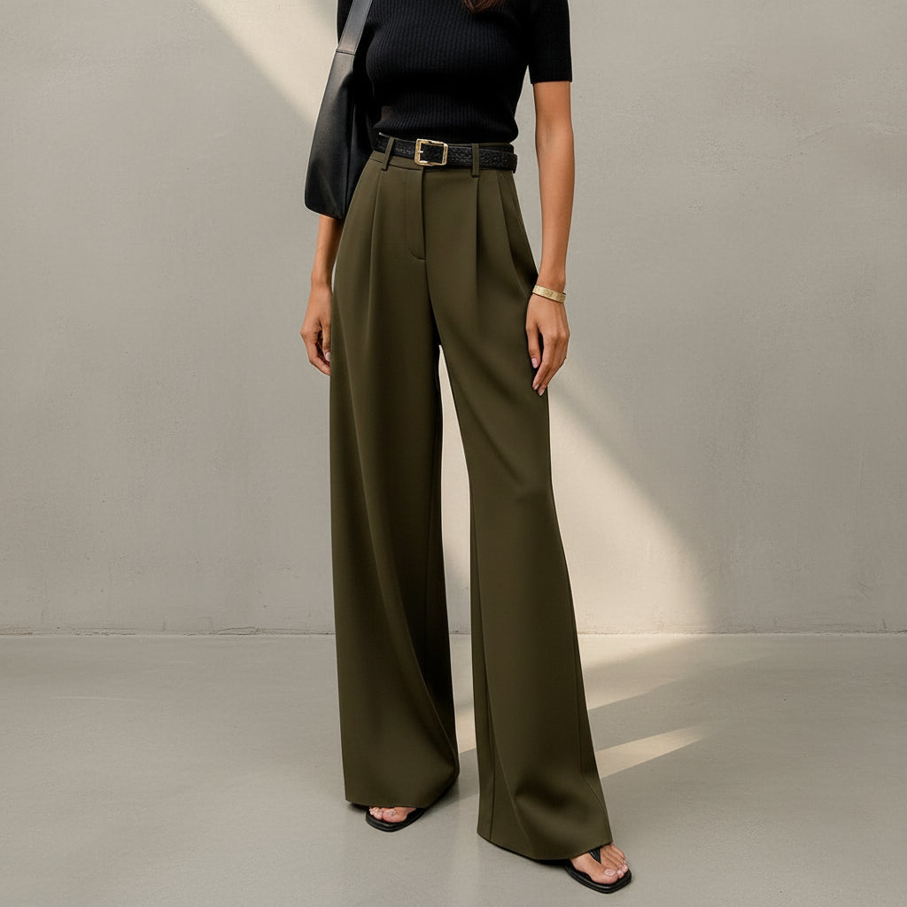 Marlene - Pantalones de pierna ancha sin cinturón
