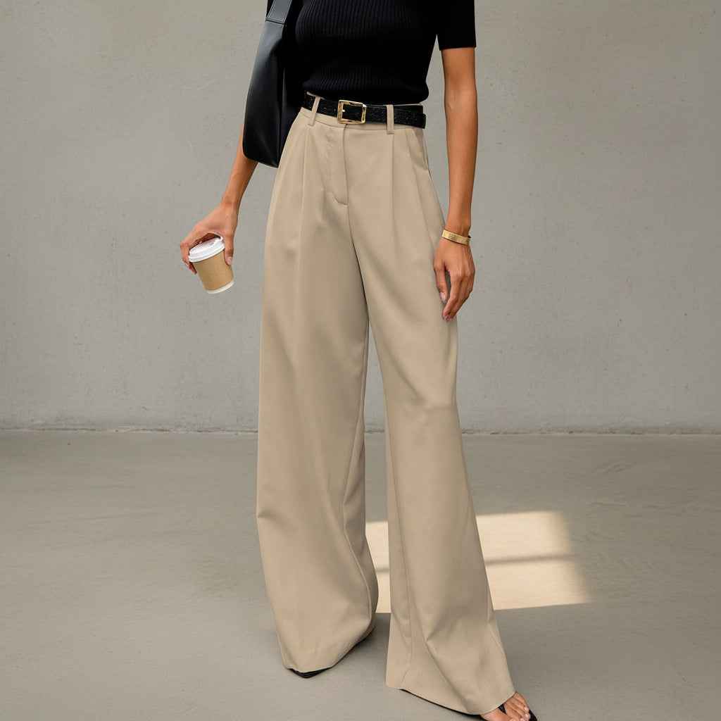 Marlene - Pantalones de pierna ancha sin cinturón