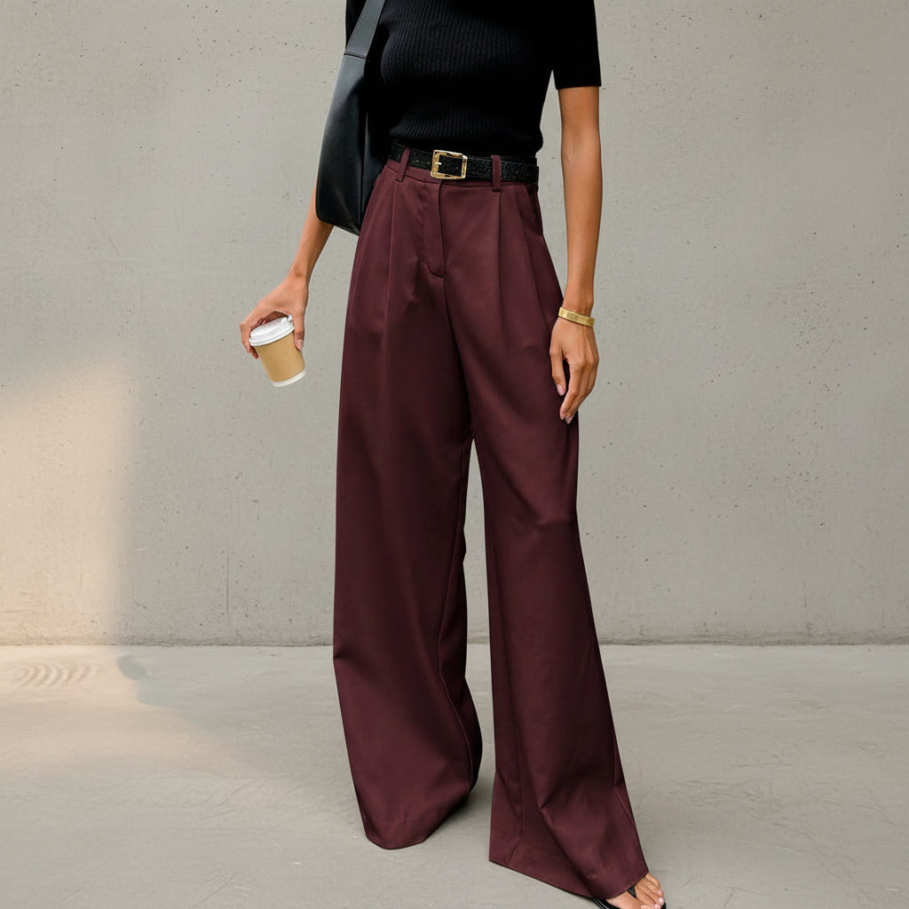 Marlene - Pantalones de pierna ancha sin cinturón