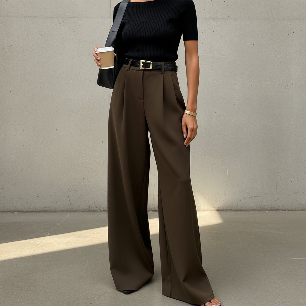 Marlene - Pantalones de pierna ancha sin cinturón