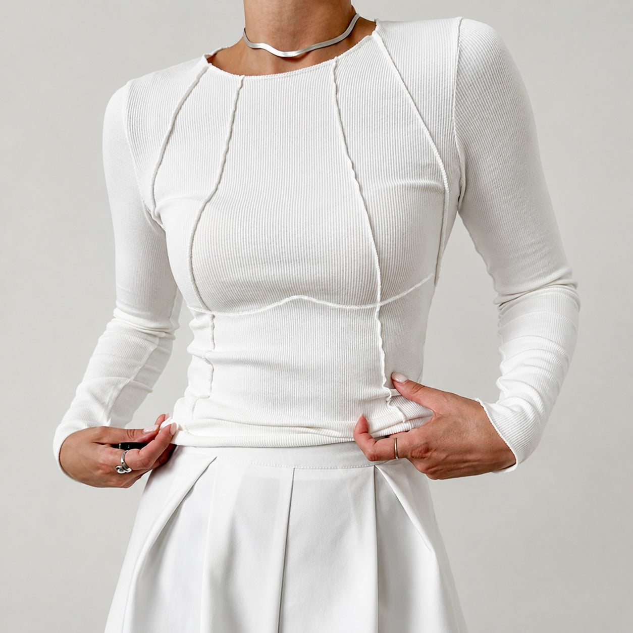 Leonie - Camisa elegante de manga larga con ribete