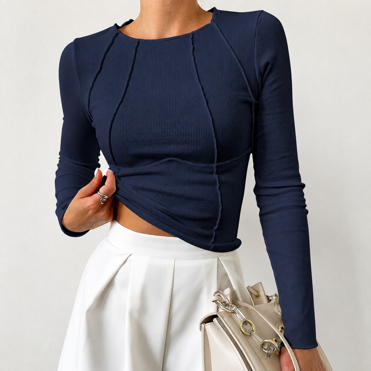 Leonie - Camisa elegante de manga larga con ribete