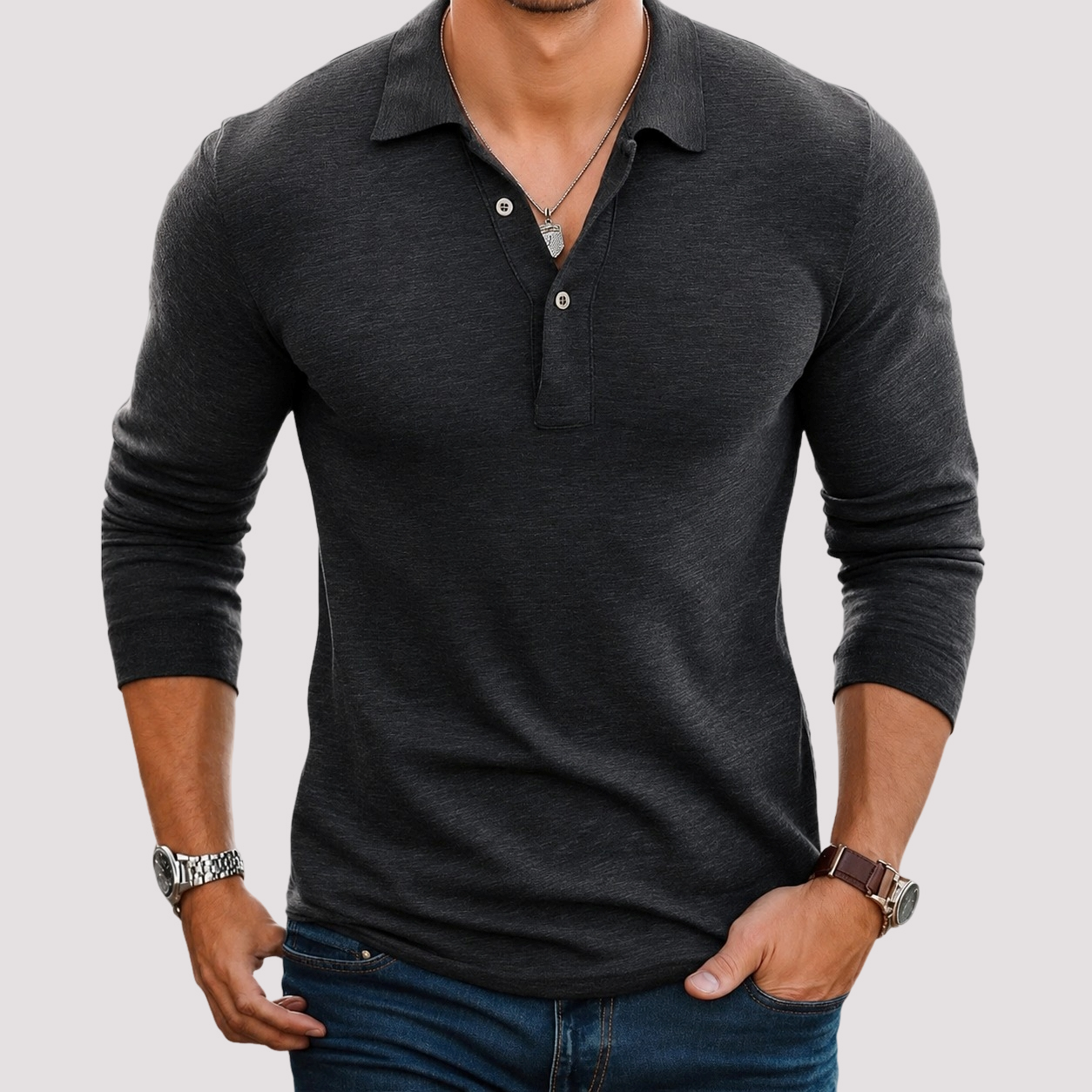 Jack - Polo Casual de Manga Larga