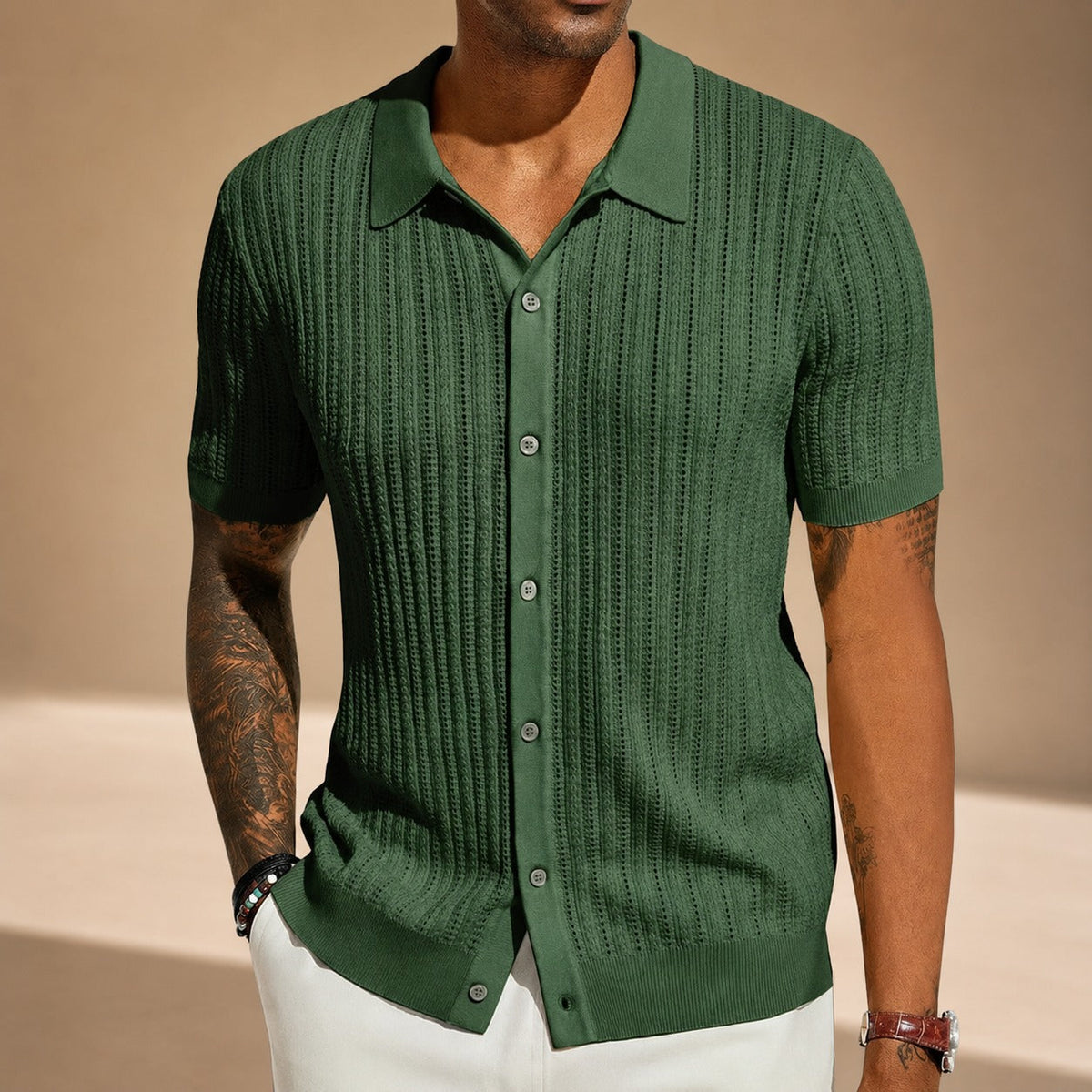 Steven - Camisa Casual Transpirable con Huecos