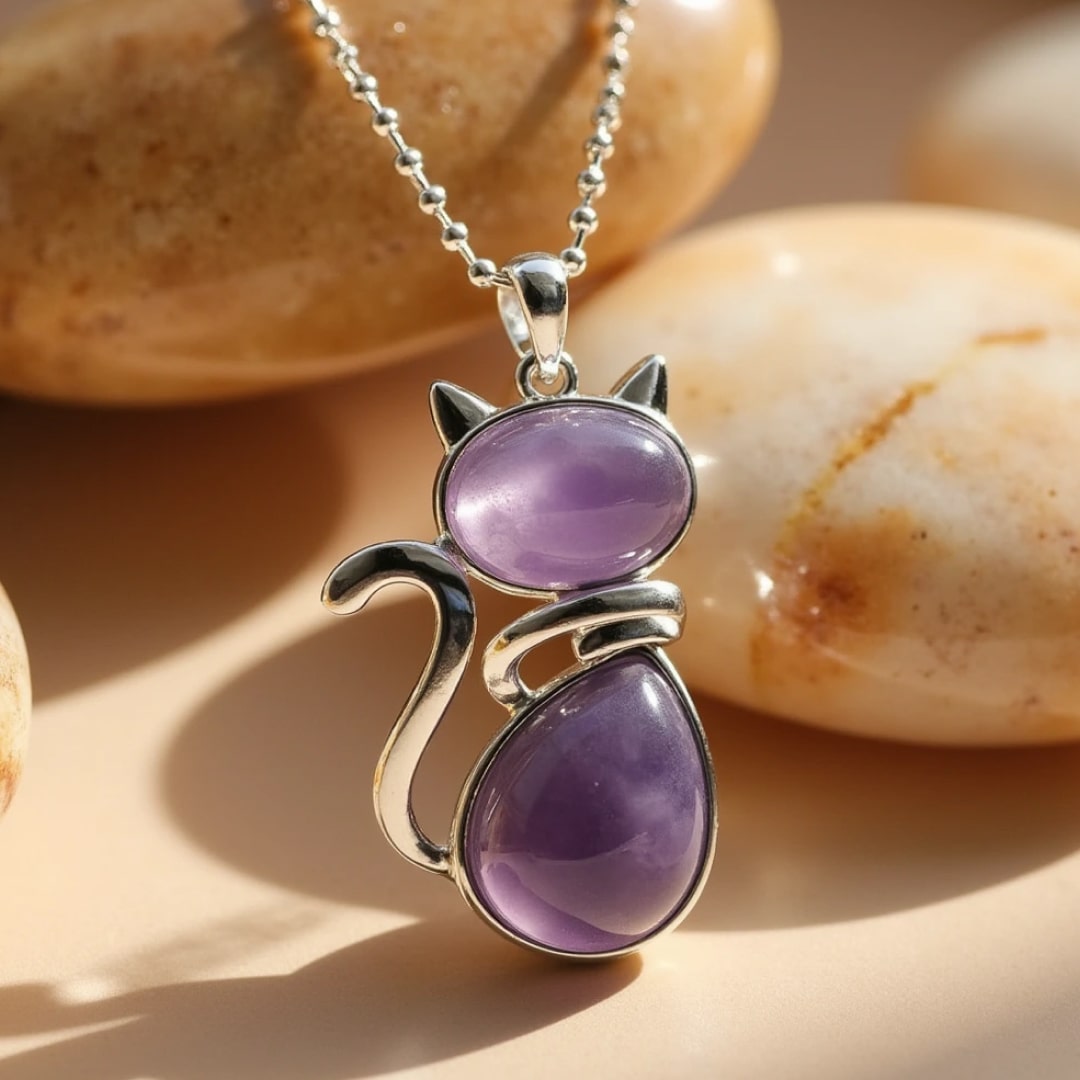 Mila – Collar de gato con piedra natural