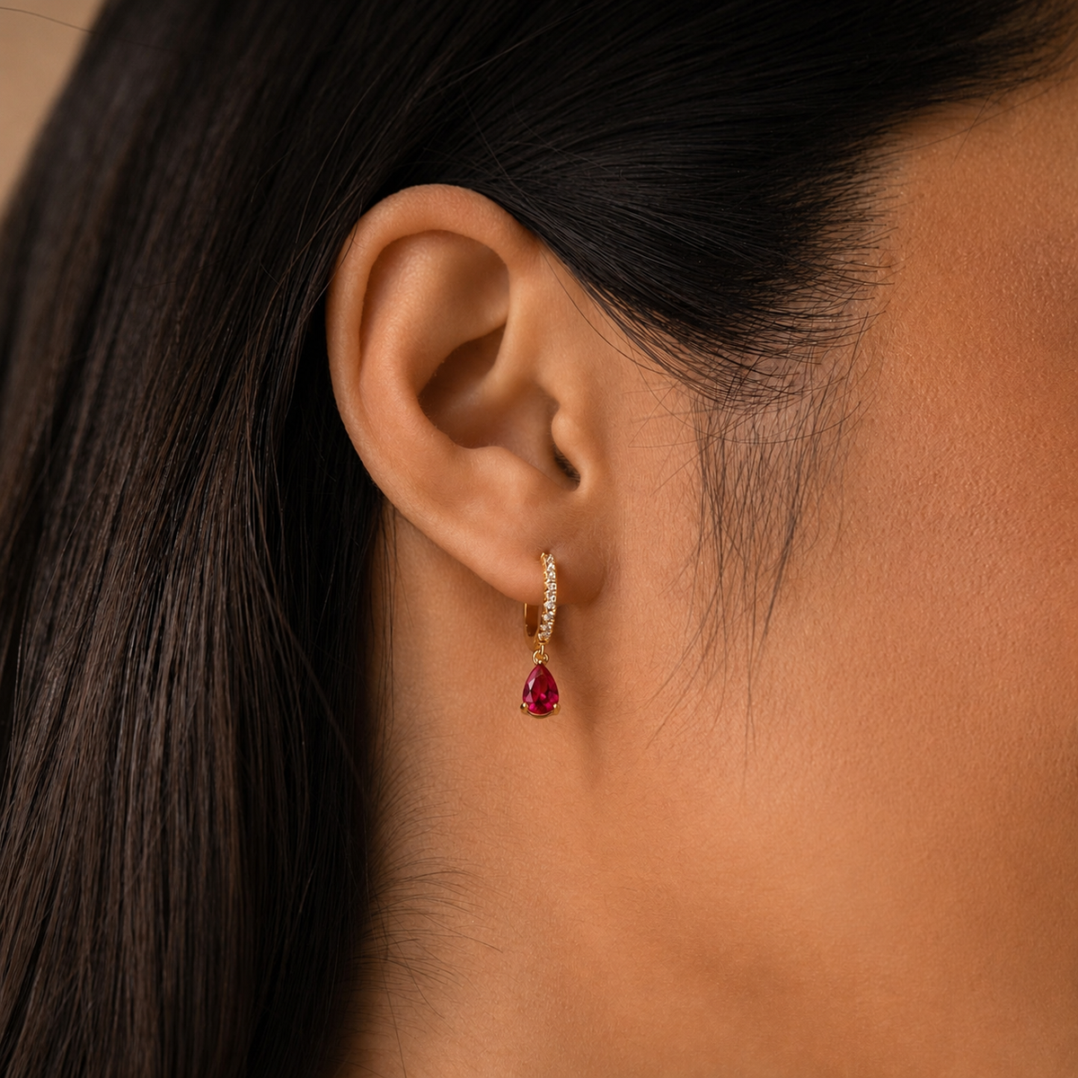 Aros Huggies de Piedra de Nacimiento - Pendientes de Strass