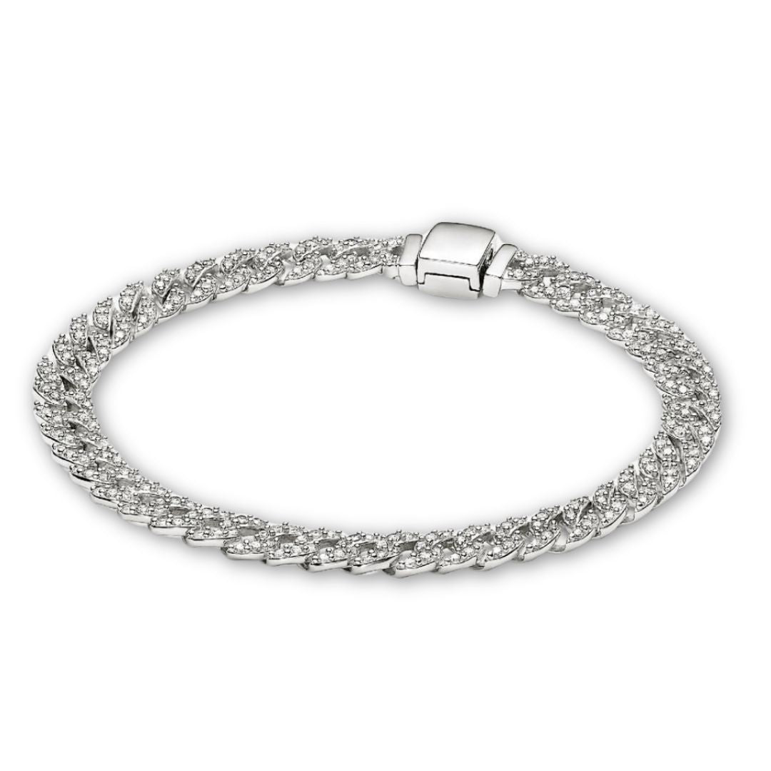 Soraya – Pulsera cadena cubana de moissanita oro 18K