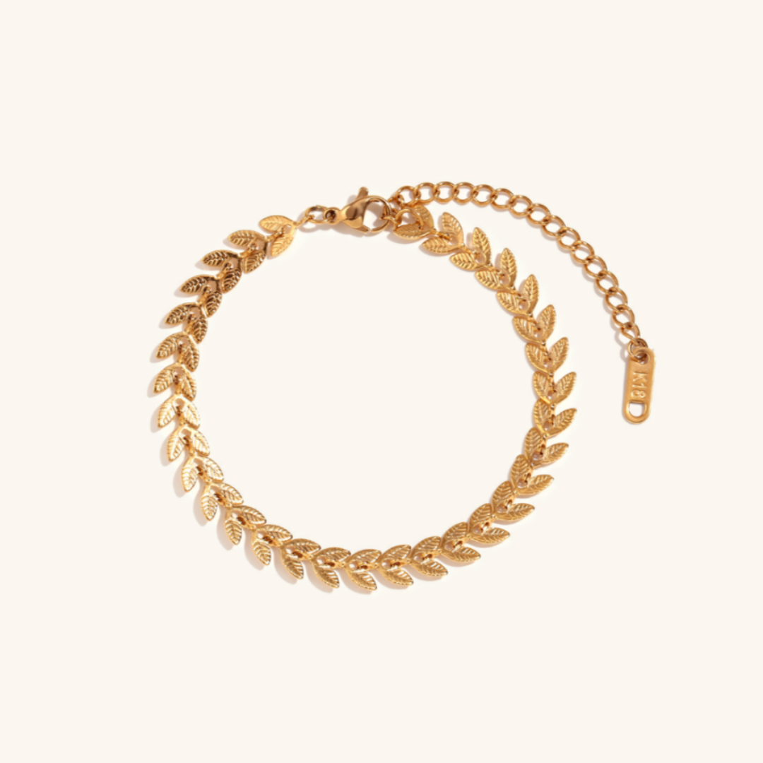 Sisi – Pulsera de tobillo con hojas doradas