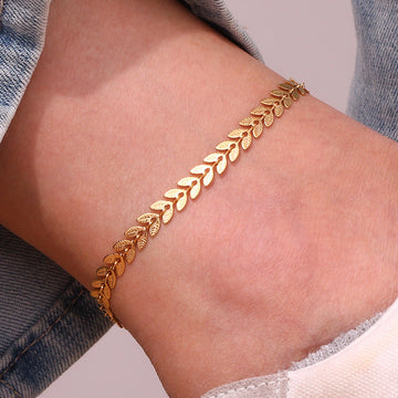 Sisi – Pulsera de tobillo con hojas doradas